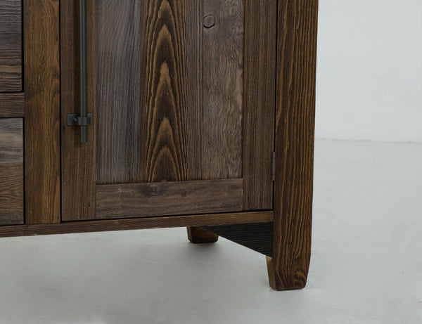 69 Inch Rustic Distressed Wood Sideboard with Three Drawers and Cabinet Storage