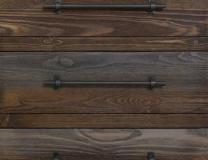69 Inch Rustic Distressed Wood Sideboard with Three Drawers and Cabinet Storage