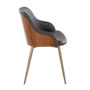 English Elm Chair Set of 2 Faux Leather Padded Seats Walnut Accents Copper Legs Modern Dining B202S02189