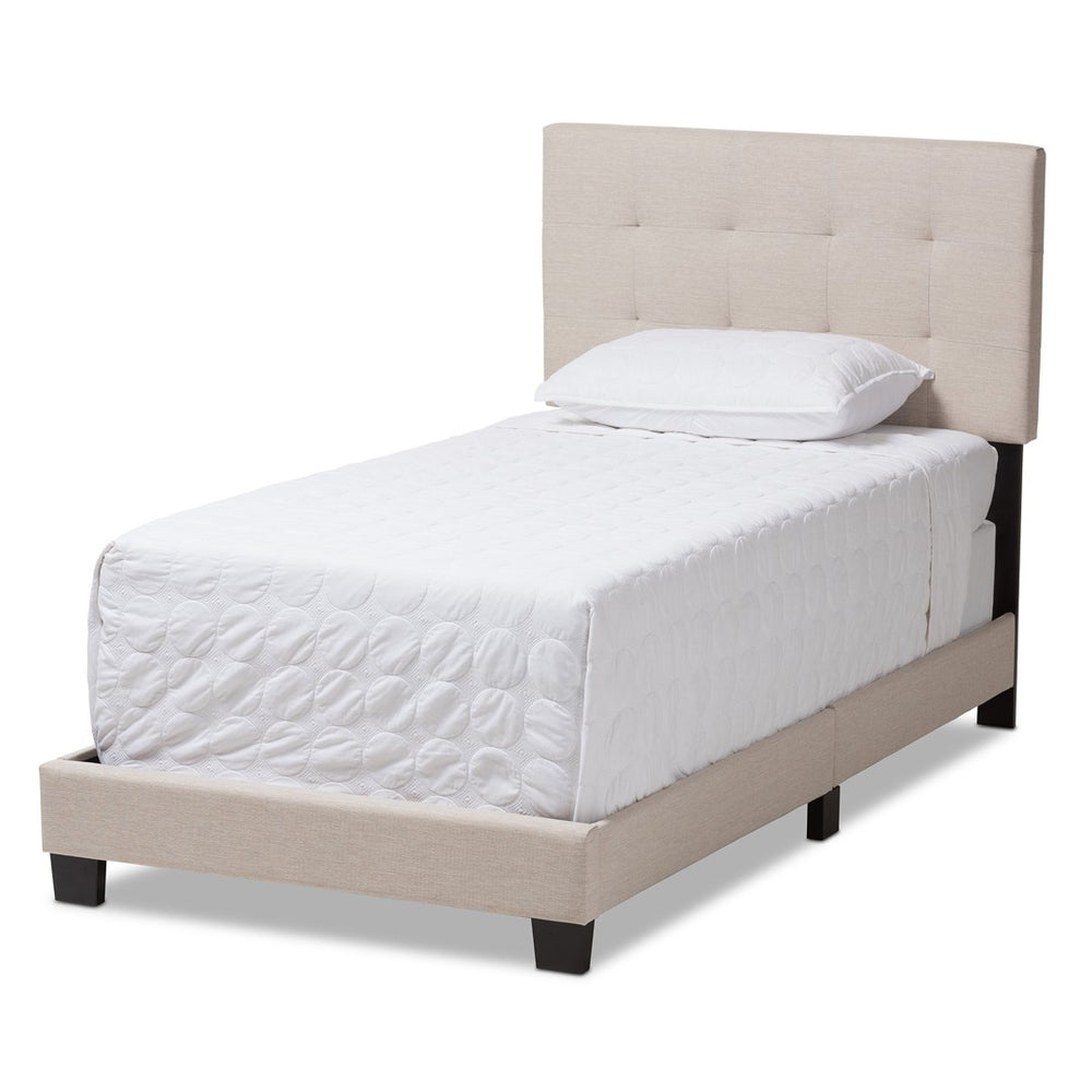 Baxton Studio Baxton Studio Brookfield Twin Bed - Upholstered Beige Fabric with Modern Design & Comfort Features CF8747B-Beige-Twin