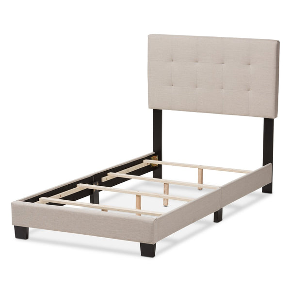 Baxton Studio Baxton Studio Brookfield Twin Bed - Upholstered Beige Fabric with Modern Design & Comfort Features CF8747B-Beige-Twin