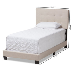 Baxton Studio Baxton Studio Brookfield Twin Bed - Upholstered Beige Fabric with Modern Design & Comfort Features CF8747B-Beige-Twin