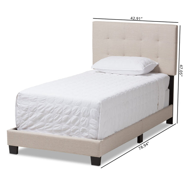 Baxton Studio Baxton Studio Brookfield Twin Bed - Upholstered Beige Fabric with Modern Design & Comfort Features CF8747B-Beige-Twin