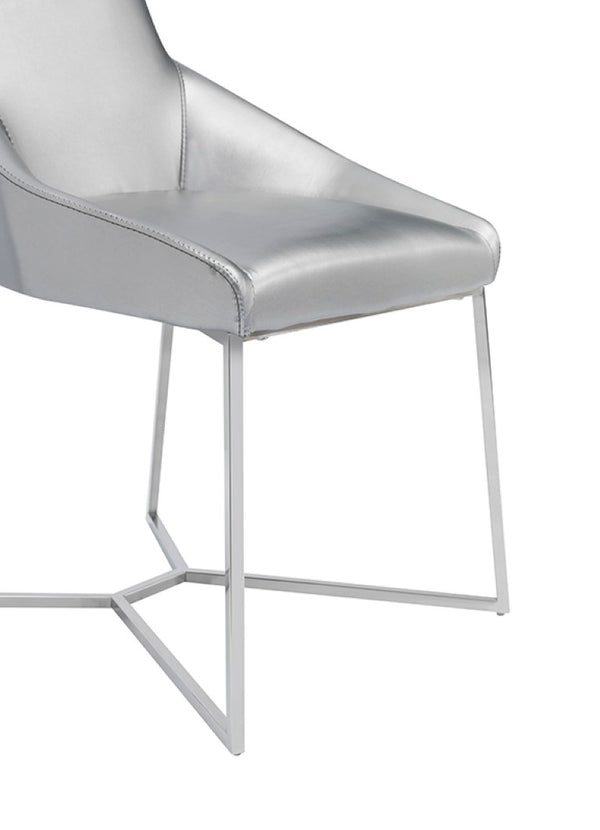 VIG Furniture Sarah Modern Pearl Grey Leatherette Dining Chairs Set Of 2 — Trapezoid Back, Stainless Steel Legs, Tailored Stitching VGZAY917-PRL