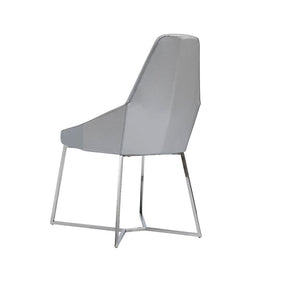 VIG Furniture Sarah Modern Pearl Grey Leatherette Dining Chairs Set Of 2 — Trapezoid Back, Stainless Steel Legs, Tailored Stitching VGZAY917-PRL