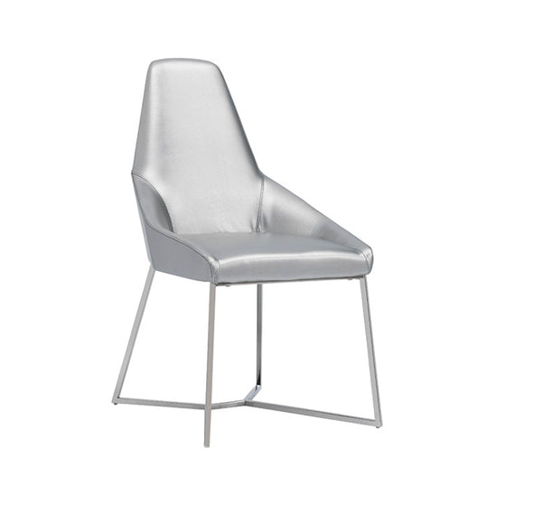 VIG Furniture Sarah Modern Pearl Grey Leatherette Dining Chairs Set Of 2 — Trapezoid Back, Stainless Steel Legs, Tailored Stitching VGZAY917-PRL