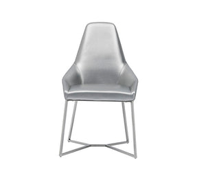VIG Furniture Sarah Modern Pearl Grey Leatherette Dining Chairs Set Of 2 — Trapezoid Back, Stainless Steel Legs, Tailored Stitching VGZAY917-PRL