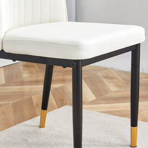 English Elm Modern High Back Pu Leather Dining Chairs with Chrome Legs for Kitchen Nook W3493P421598
