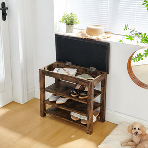 English Elm A Height-Adjustable Shoe-Changing Bench With Vintage Charcoal Finish And Hidden Storage Solution W487P289974