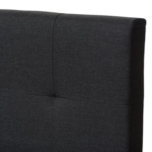 Baxton Studio Baxton Brookfield Twin Bed in Charcoal Grey - Modern Design with Tufted Headboard & Solid Wood Legs CF8747B-Charcoal-Twin