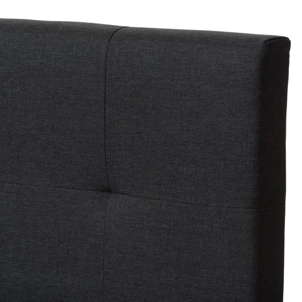 Baxton Studio Baxton Brookfield Twin Bed in Charcoal Grey - Modern Design with Tufted Headboard & Solid Wood Legs CF8747B-Charcoal-Twin