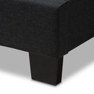 Baxton Studio Baxton Brookfield Twin Bed in Charcoal Grey - Modern Design with Tufted Headboard & Solid Wood Legs CF8747B-Charcoal-Twin