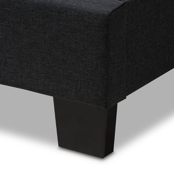 Baxton Studio Baxton Brookfield Twin Bed in Charcoal Grey - Modern Design with Tufted Headboard & Solid Wood Legs CF8747B-Charcoal-Twin