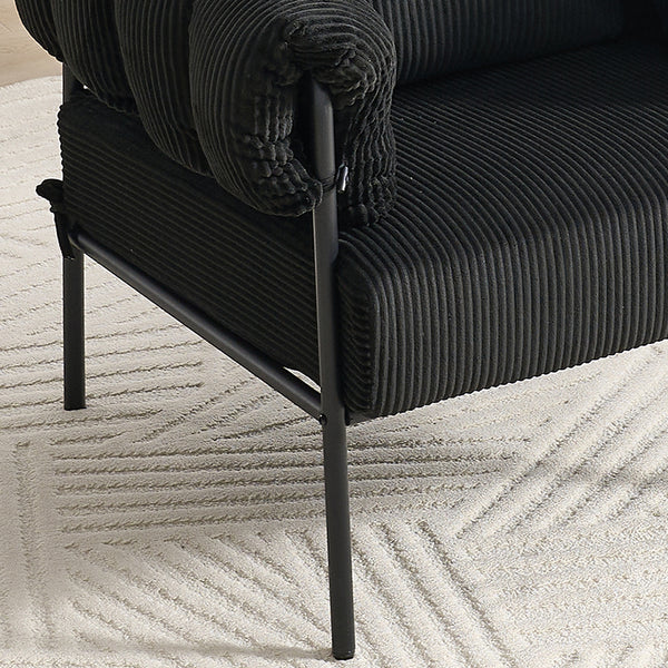 English Elm TS Modern decorative chair with plush teddy fleece upholstery and gold metal legs for luxe comfort and style Black W2311P308070