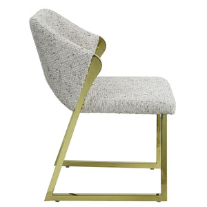English Elm Galdesa Plush Teddy Sherpa Side Chairs Set of 2 – Grey Multi Upholstery, Mirrored Gold Stainless Legs B2726P345254