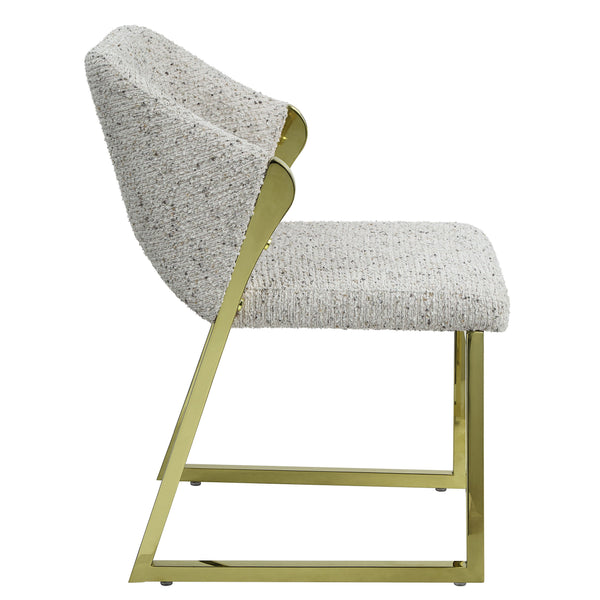 English Elm Galdesa Plush Teddy Sherpa Side Chairs Set of 2 – Grey Multi Upholstery, Mirrored Gold Stainless Legs B2726P345254