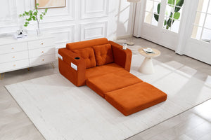 English Elm Convertible Floor Sofa Bed with Memory Foam and Ribbed Corduroy for Small Spaces Orange W395P438028