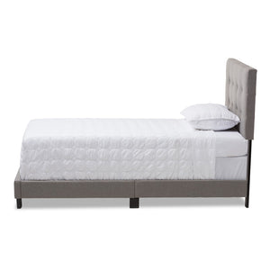 Baxton Studio Baxton Brookfield Light Grey Upholstered Twin Bed with Grid-Tufted Headboard for Small Spaces CF8747B-Grey-Twin