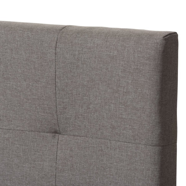 Baxton Studio Baxton Brookfield Light Grey Upholstered Twin Bed with Grid-Tufted Headboard for Small Spaces CF8747B-Grey-Twin