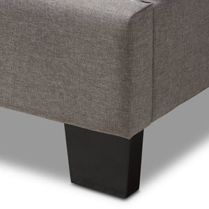 Baxton Studio Baxton Brookfield Light Grey Upholstered Twin Bed with Grid-Tufted Headboard for Small Spaces CF8747B-Grey-Twin