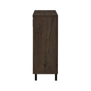 English Elm 2-door Entryway Shoe Cabinet with Slatted Doors Smoked Laminate Finish and Metal Legs Oak,Smoke B016P473427