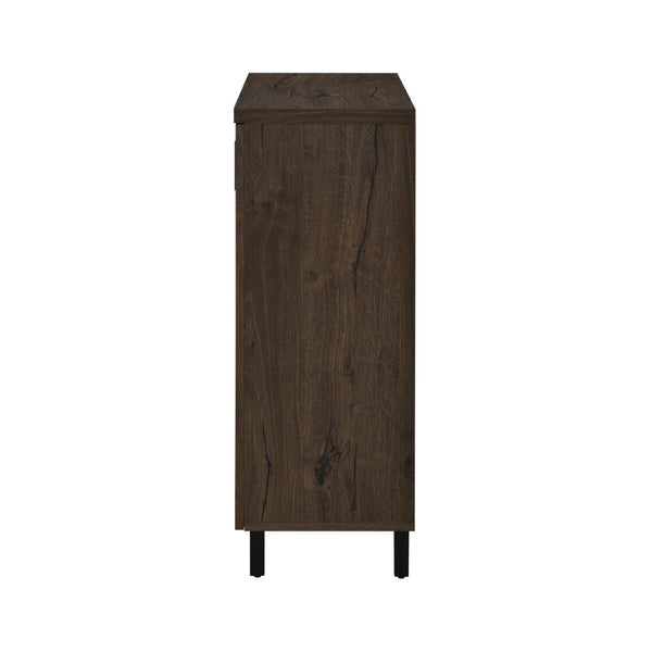 English Elm 2-door Entryway Shoe Cabinet with Slatted Doors Smoked Laminate Finish and Metal Legs Oak,Smoke B016P473427