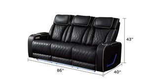 English Elm Fortuner 3PC Modern Faux Leather Reclining Living Room Set with Massage, LED, Bluetooth Speakers and USB B009S01500