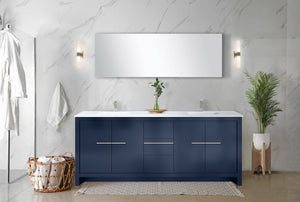 English Elm Navy Blue Double Bath Vanity With White Quartz Top & Brushed Nickel Faucets - Elegant Storage Solution B2731P259540