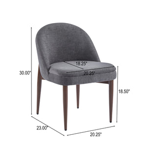English Elm Christopher Knight Home® - Fabric Chenille Upholstered Iron Dining Chair with Ergonomic Curved Back, Plush Cushioning, Durable Frame Grey,Walnut 27.25 L x 24 W x 22.5 H N776P272026D