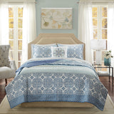 Madison Park Essentials Sybil Cottage/Country 8 Piece Quilt Set with Cotton Bed Sheets MPE13-512 Blue