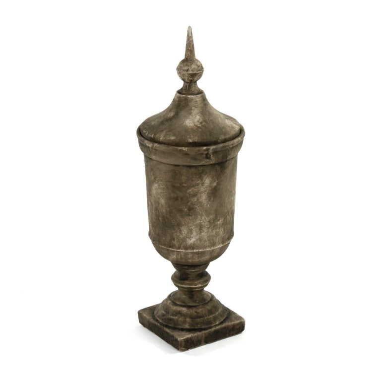 Zentique Resin Sculpted Accent Urn with Neutral Finish — Lightweight, Durable Decorative Centerpiece for Home Decor W8.5 x H25.5 x H8.5 7597S A619