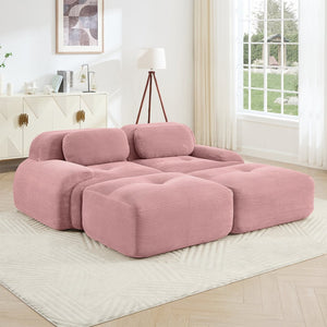 English Elm 2-seat Corduroy Modular Sectional Sofa Ergonomic Curved Design for Living Room Lounge W714S01405