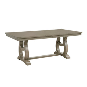 English Elm Classic Oak Veneer Trestle Dining Table Seats Eight with a Self-storing Leaf B011S02336