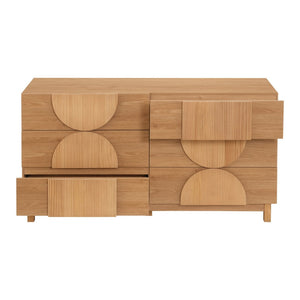 English Elm Modern Fluted 6 Drawer Dresser with Solid Wood Legs Japandi Chest for Bedroom Natural N739S0000013W