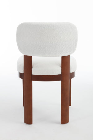 English Elm Farmhouse Fabric Upholstered Dining Chair Set Curved Back Solid Wood Legs for Two W3244P375750