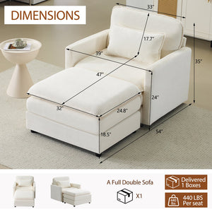 English Elm 54" Plush Cloud Sofa Modular Single with Ottoman, Beige Corduroy, High-Resilience Foam, Space-Saving Comfort W1829P324892