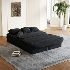 English Elm 75''2-In-1 Foldable Sofa Bed - Versatile Corduroy Lounge With Integrated Blanket & Pillows For Comfort W834P317046