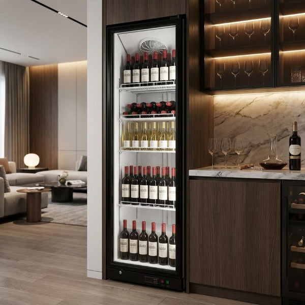 HomeRoots 76 Inch Stainless Steel Beverage Fridge Single Zone Cooler for Kitchen or Bar 759989