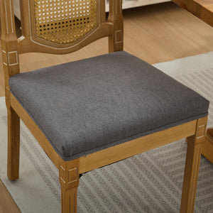 English Elm Full Solid wood rattan-back dining chair with breathable matte linen cushion, high-resilience foam comfort W1143P384365 W1143P384365