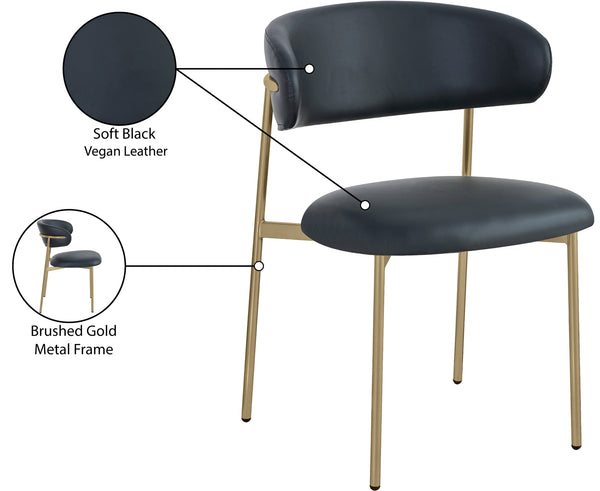 Lupita Black Vegan Leather Dining Chair 759Black-C Meridian Furniture