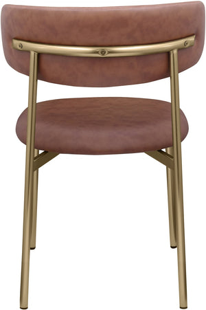 Meridian Furniture Lupita Vegan Leather Dining Chair Set of Two with Curved Back for Glam Modern Rooms Brown 759 759Brown-C