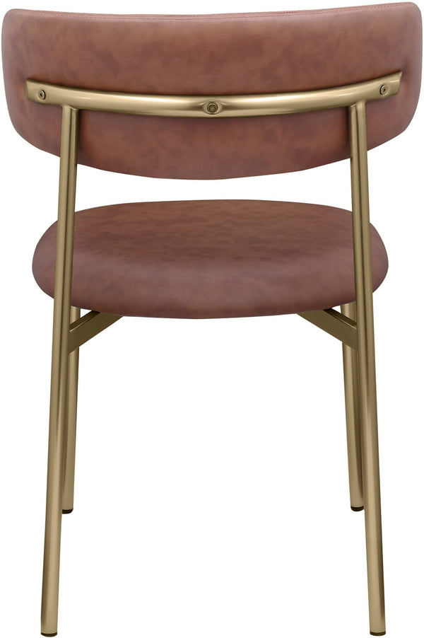 Meridian Furniture Lupita Vegan Leather Dining Chair Set of Two with Curved Back for Glam Modern Rooms Brown 759 759Brown-C