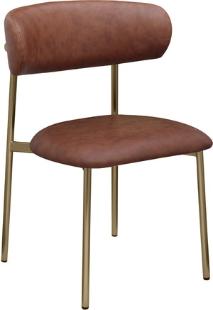 Meridian Furniture Lupita Vegan Leather Dining Chair Set of Two with Curved Back for Glam Modern Rooms Brown 759 759Brown-C