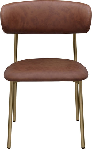 Meridian Furniture Lupita Vegan Leather Dining Chair Set of Two with Curved Back for Glam Modern Rooms Brown 759 759Brown-C