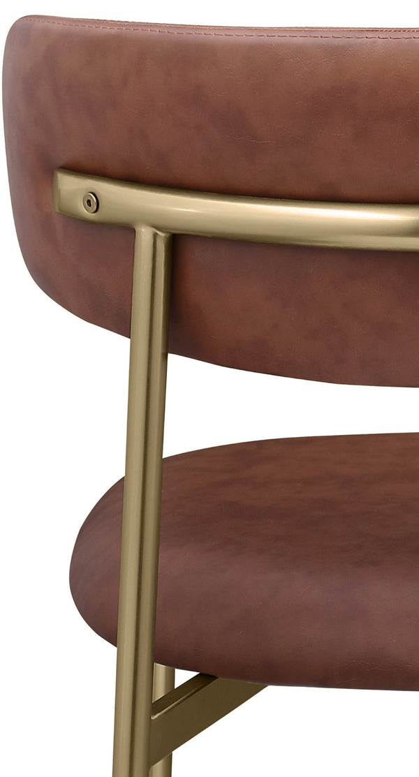 Meridian Furniture Lupita Vegan Leather Dining Chair Set of Two with Curved Back for Glam Modern Rooms Brown 759 759Brown-C