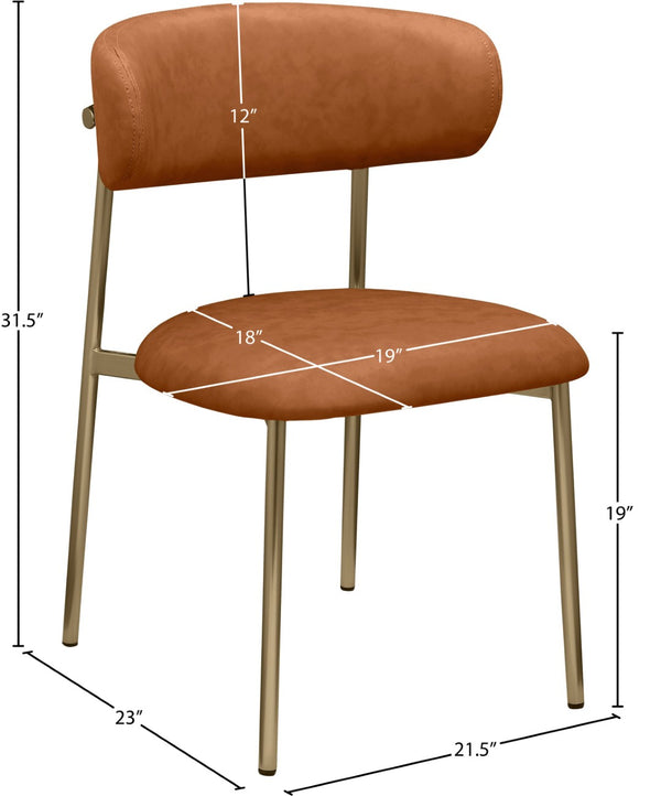 Meridian Furniture Lupita Vegan Leather Dining Chair Set of Two with Curved Back for Glam Modern Rooms Cognac 759 759Cognac-C