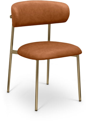 Meridian Furniture Lupita Vegan Leather Dining Chair Set of Two with Curved Back for Glam Modern Rooms Cognac 759 759Cognac-C