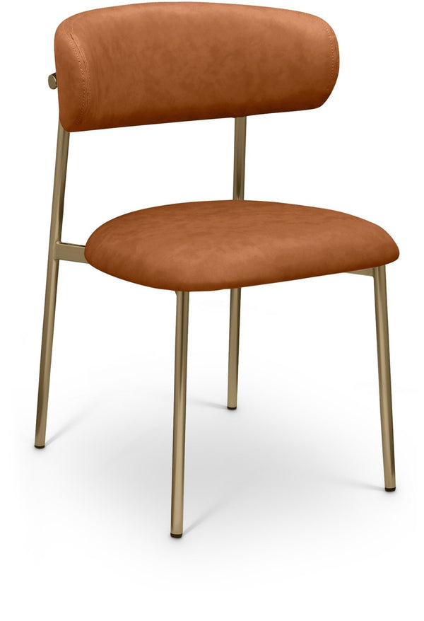 Meridian Furniture Lupita Vegan Leather Dining Chair Set of Two with Curved Back for Glam Modern Rooms Cognac 759 759Cognac-C
