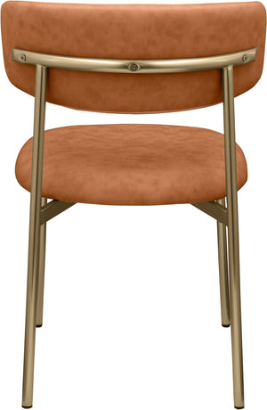 Meridian Furniture Lupita Vegan Leather Dining Chair Set of Two with Curved Back for Glam Modern Rooms Cognac 759 759Cognac-C
