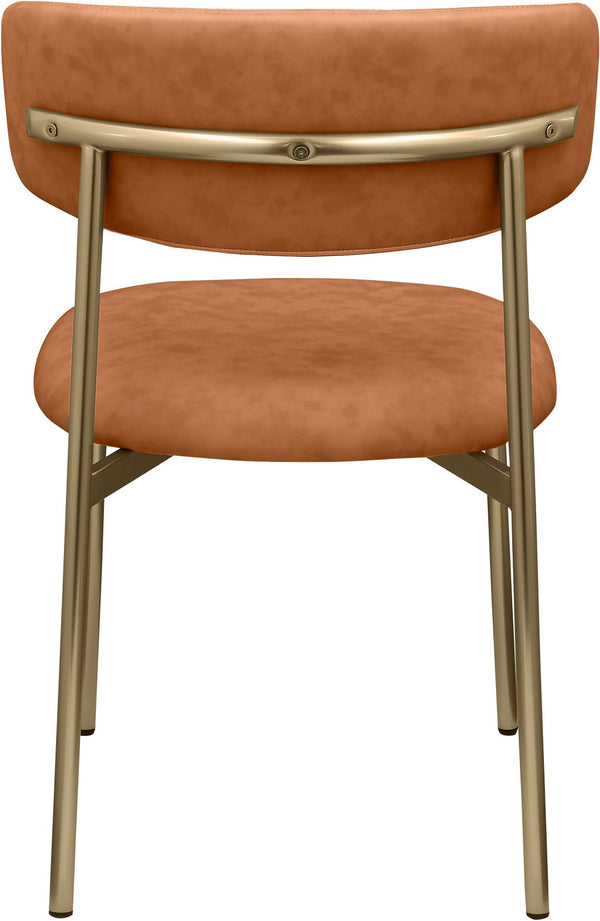 Meridian Furniture Lupita Vegan Leather Dining Chair Set of Two with Curved Back for Glam Modern Rooms Cognac 759 759Cognac-C